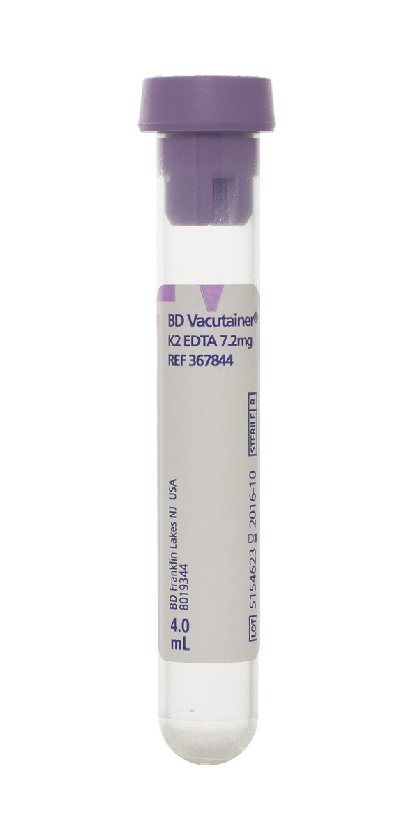 Lavendar top tube contains Potassium EDTA